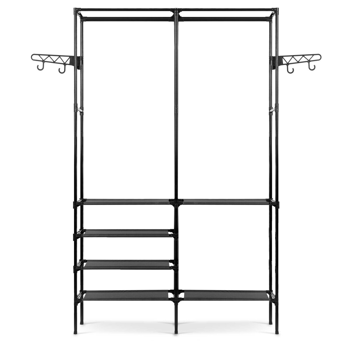 Stojak na ubrania wieszak stojący z półkami Massido