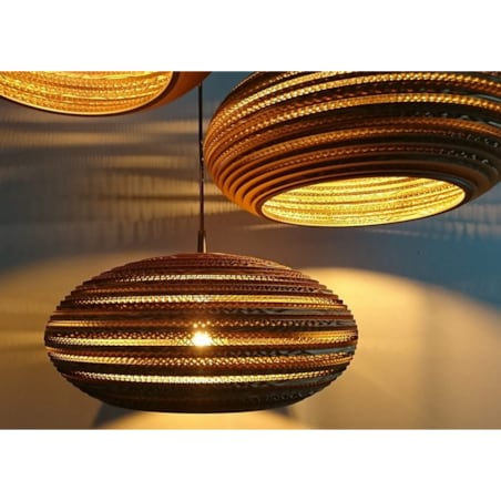 Owalna ekologiczna lampa wisząca z tektury - STONE 45