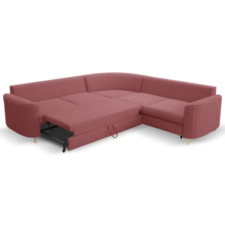 Narożnik z funkcją spania i pojemnikiem na pościel LOREN, jasny bordowy