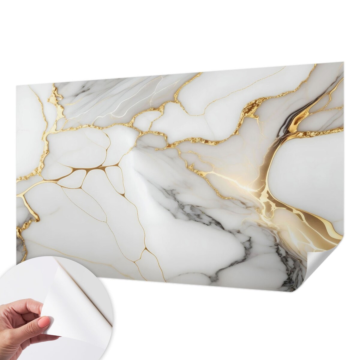 Fototapeta samoprzylepna 416x254 cm - Marmurowa elegancja, tapeta ścienna biała