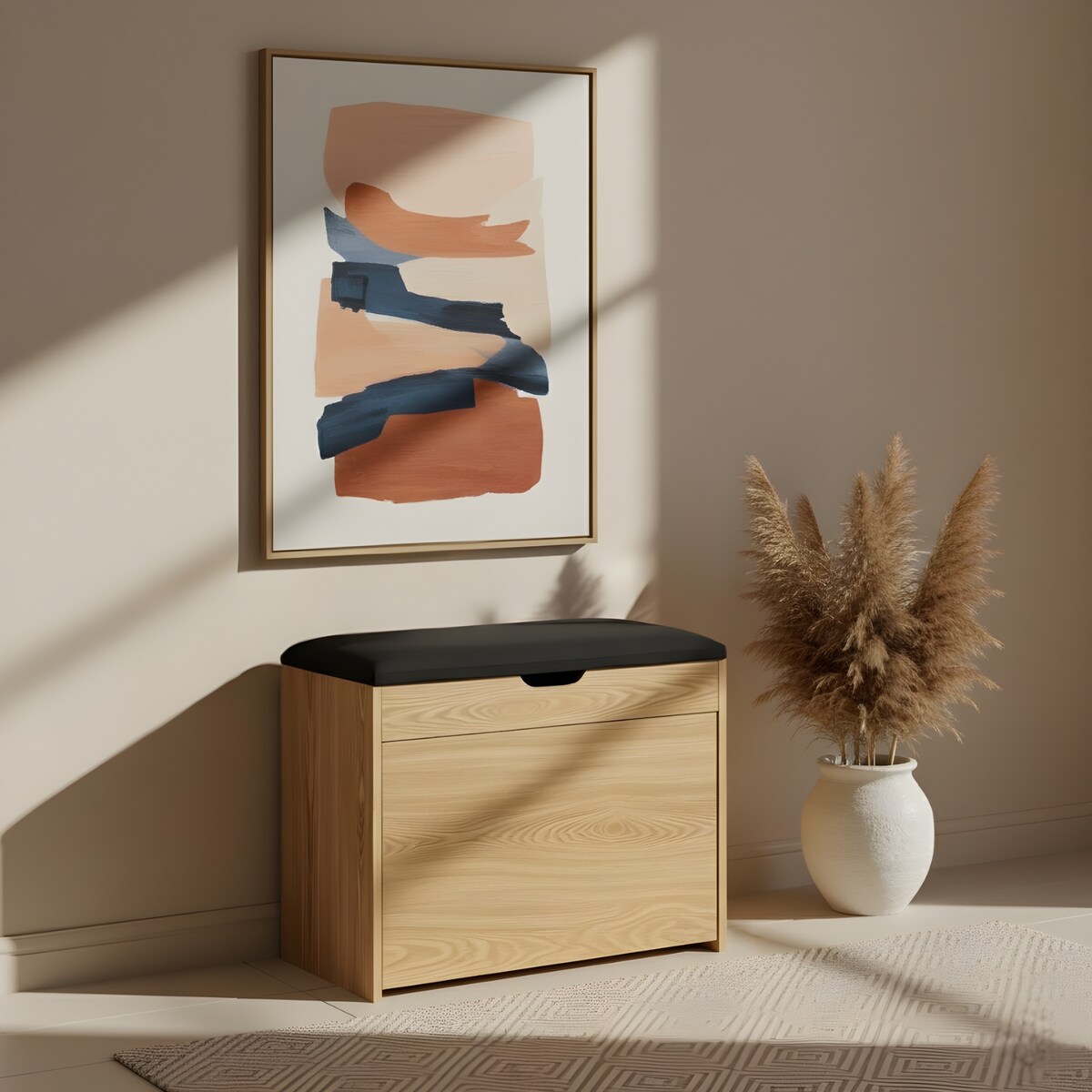 Szafka na buty z siedziskiem i wysuwanymi półkami VAULT, 57 x 30 x 53 cm