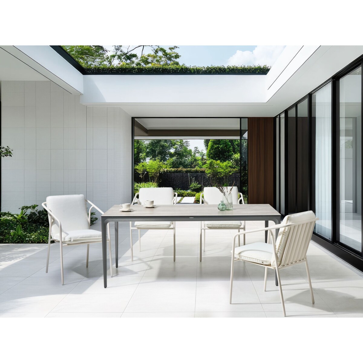 Stół ogrodowy SOVARETO 180 cm 90 cm Imitacja drewna Jasnoszary