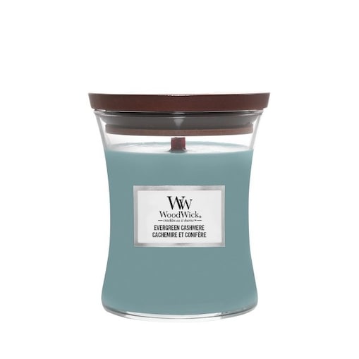 WoodWick świeca średnia EVERGREEN CASHMERE