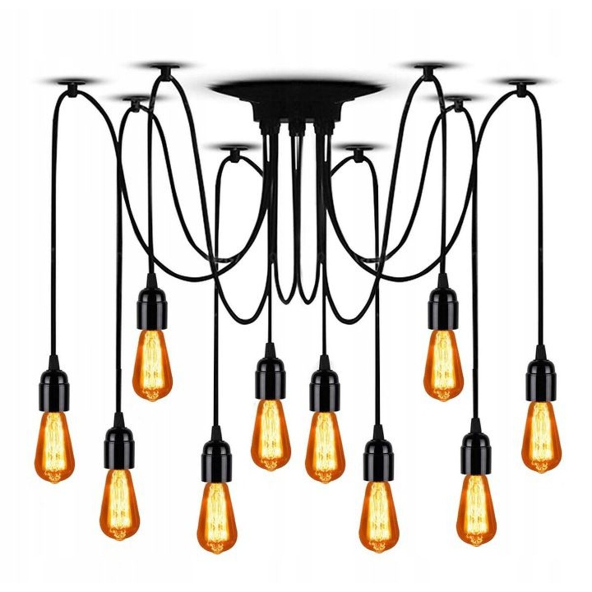 Lampa Sufitowa Wisząca Żyrandol Pająk 10 E27 Black