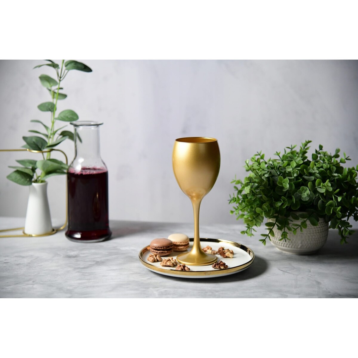 Złoty metalik Kieliszek do Wina 300 ml Ekskluzywny Zestaw 6 sztuk Komplet