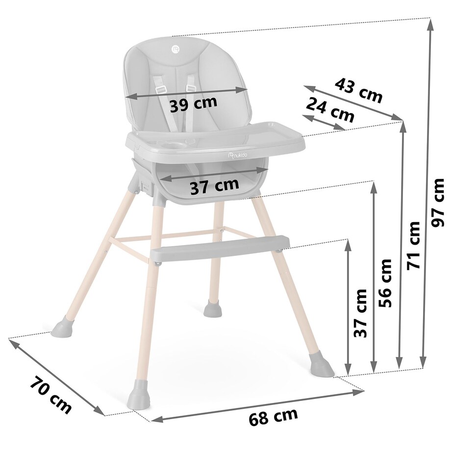 Krzesełko do karmienia dla dzieci regulowane fotelik Nukido