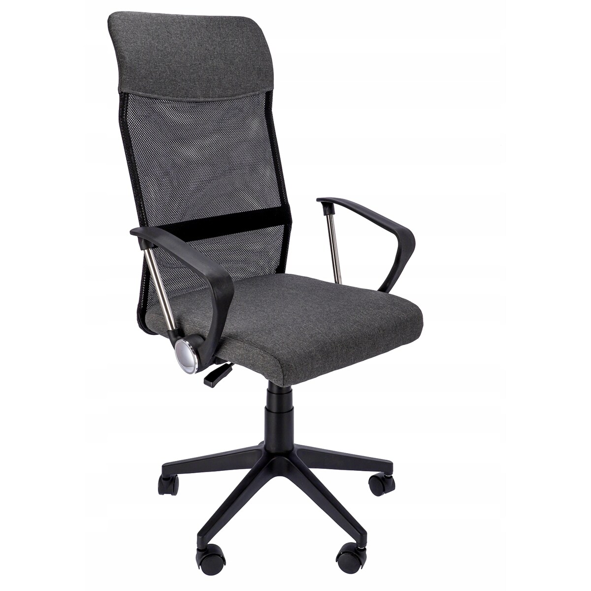 Fotel Krzesło Do Biurka Biura Zoom Tkanina Ciemna Szara