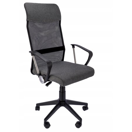 Fotel Krzesło Do Biurka Biura Zoom Tkanina Ciemna Szara