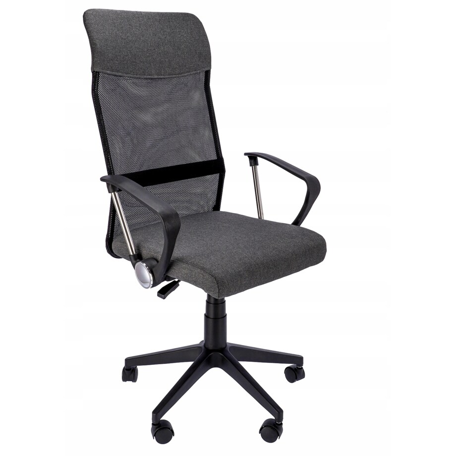 Fotel Krzesło Do Biurka Biura Zoom Tkanina Ciemna Szara