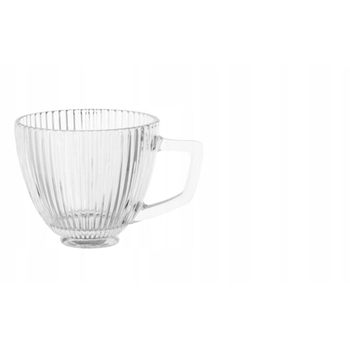 Filiżanki do kawy herbaty ze spodkiem szklane W PRĄŻKI 6x 250ml na prezent