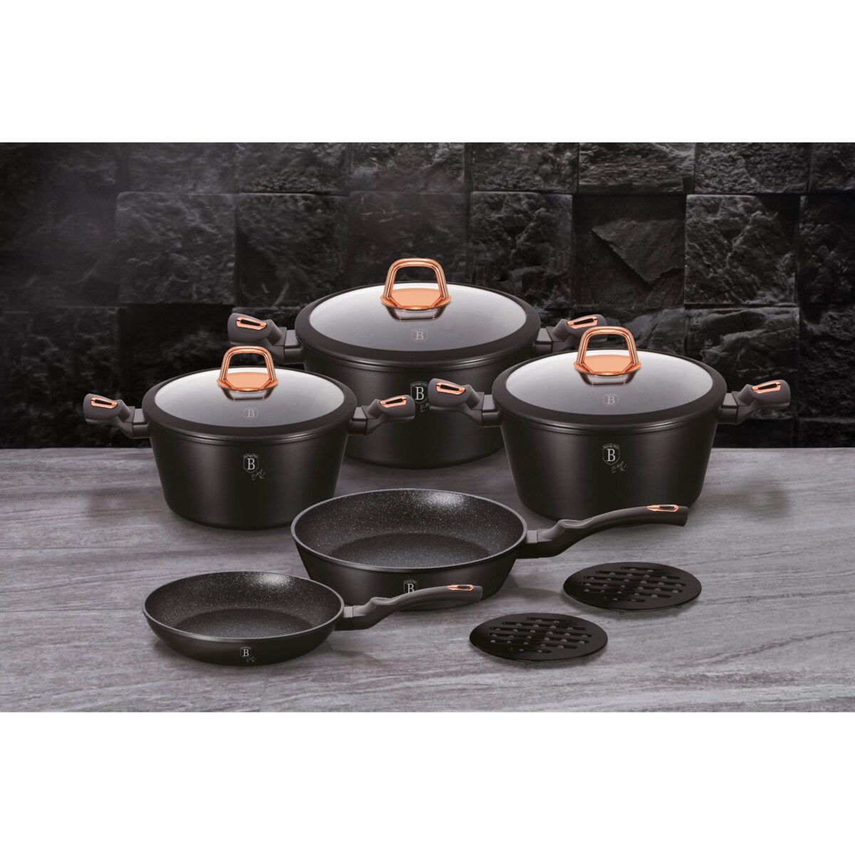 Zestaw 10 elementów garnki, patelnie, akcesoria Berlinger Haus BH-1645