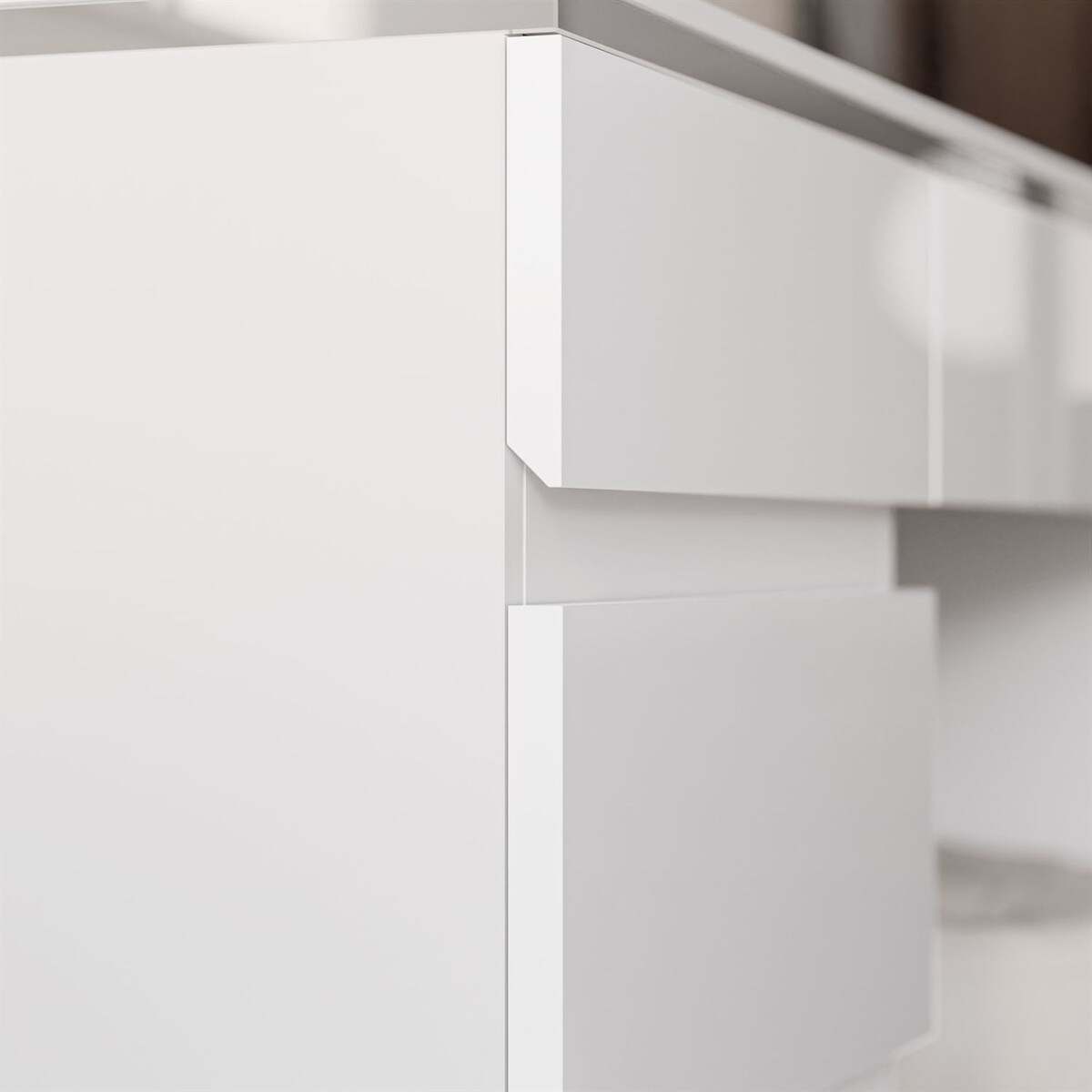 Biurko AURORA SILVER z szufladami biay połysk