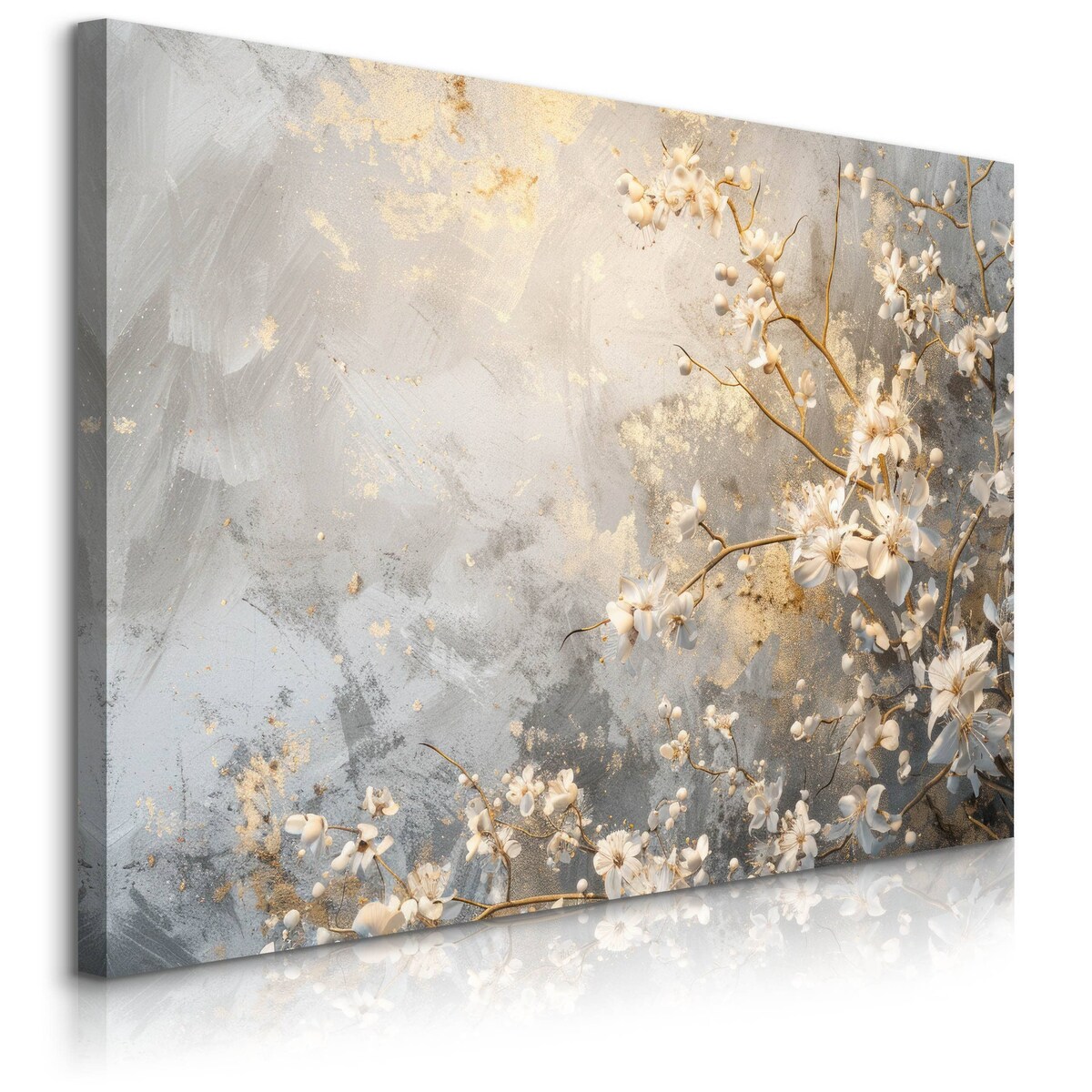 Obraz Canvas Do Salonu Sypialni Japońskie Kwiaty Abstrakcja Beton 120x80cm