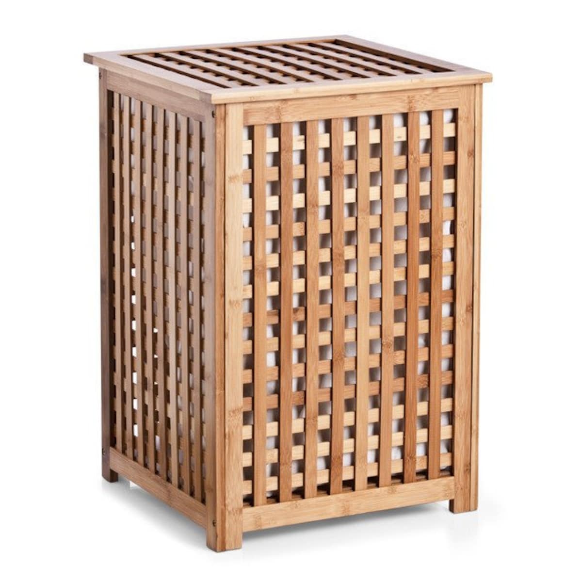 Bambusowy kosz na pranie z pokrywką - 92 litry, wyjmowany wkład, BAMBOO ZELLER, kolor brązowy