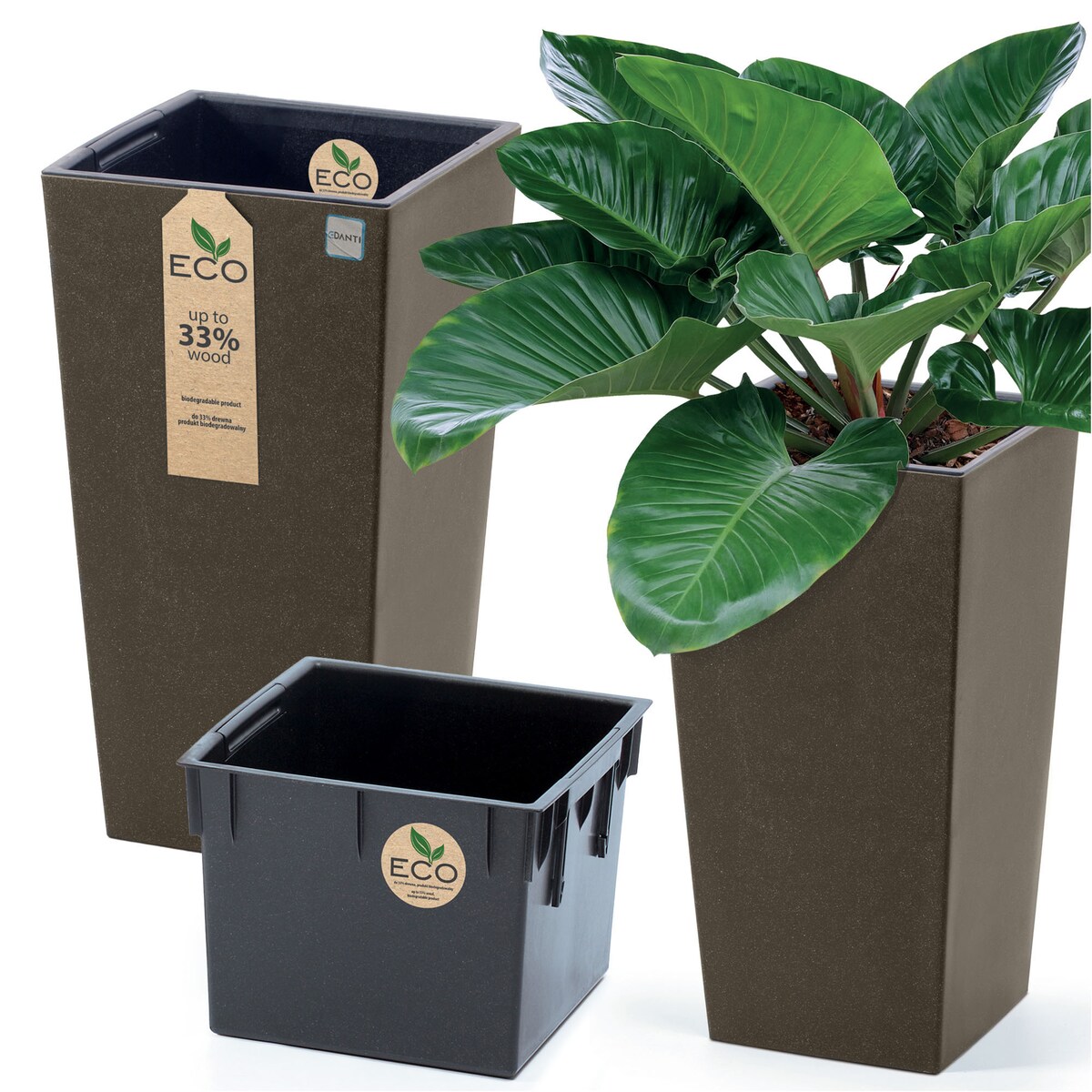 Donica Doniczka Ogrodowa 24 Cm Na Taras Do Ogrodu Domu Eco Wood Kawa