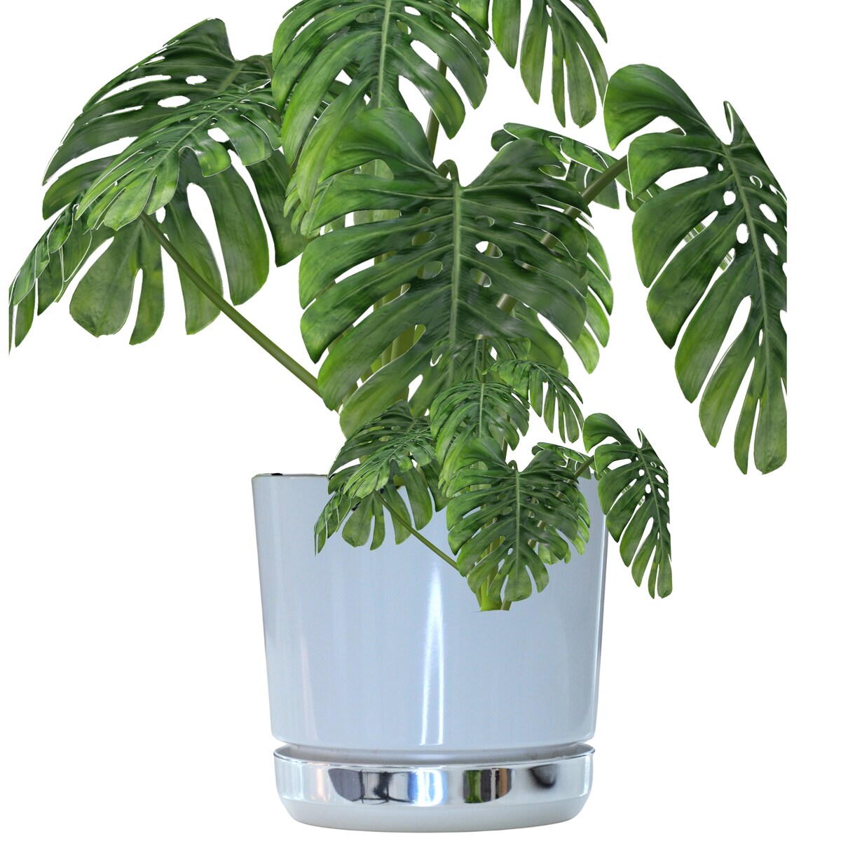 26 Doniczka DUO BIAŁA z podstawką KRAINA LODU dwukolorowa nowoczesna z połyskiem elegancka efekt lustra srebrna minimalizm