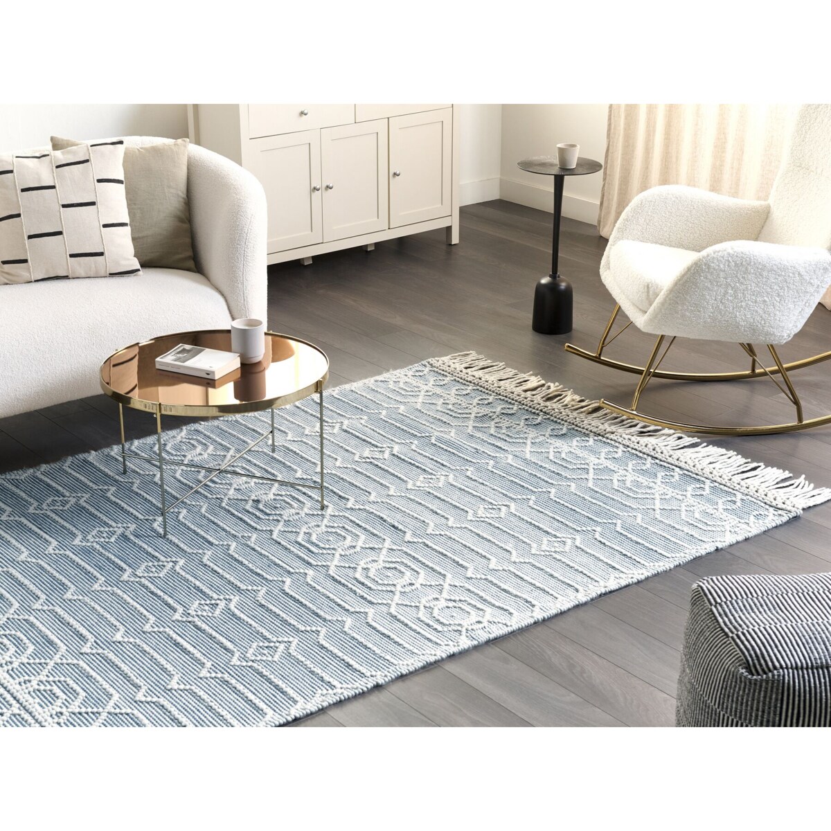 Dywan wełniany 160 x 230 cm niebieski ORHANELI