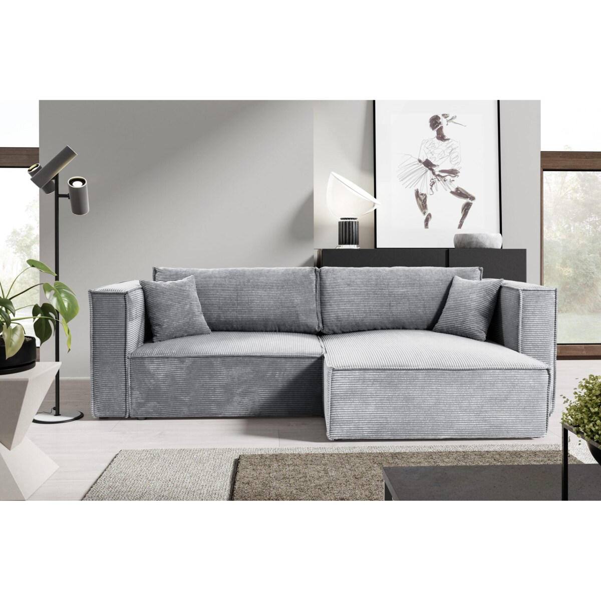 Narożnik KEYMON z funkcją spania sztruks Kolor: POSO 55