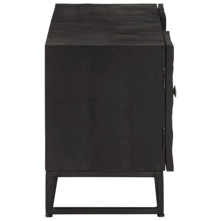vidaXL Szafka pod TV, czarna, 110x30x40 cm, lite drewno mango i żelazo