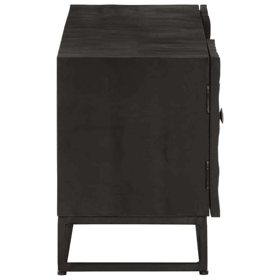 vidaXL Szafka pod TV, czarna, 110x30x40 cm, lite drewno mango i żelazo