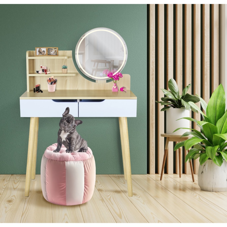 Toaletka z lustrem LED kosmetyczna skandynawska SCANDI