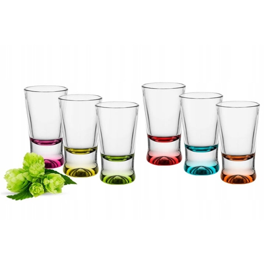 Kieliszki do Shotów Wódki Nalewki Likieru xiks Kolorowe Dna mix 6 x 25 ml
