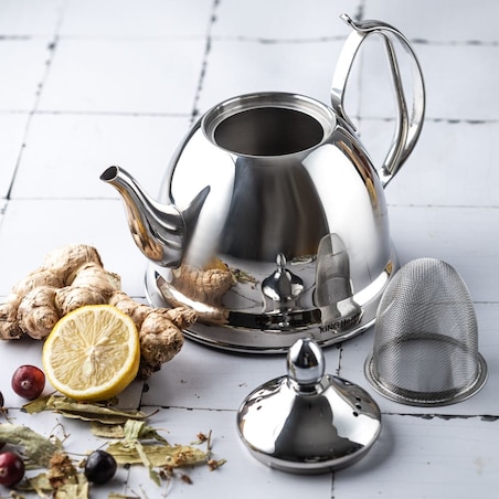 Czajnik czajniczek zaparzacz do herbaty i ziół 1.0L srebrny KINGHOFF