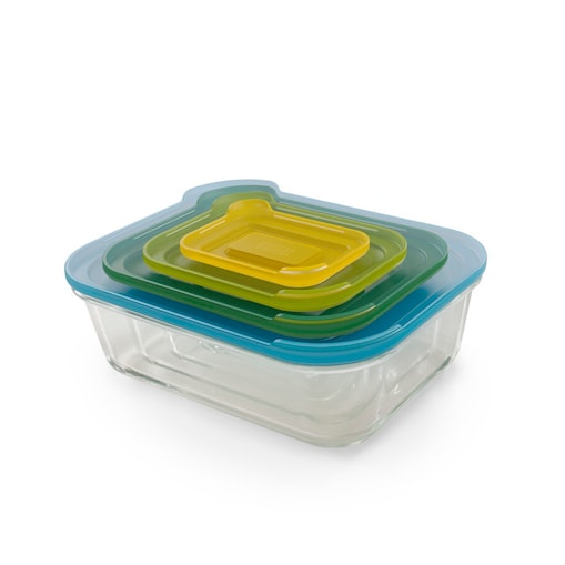 Komplet 4 szklanych pojemników Nest Glass, Joseph Joseph