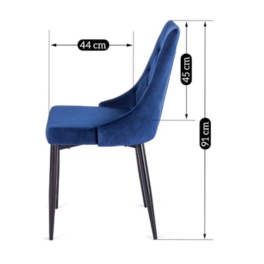 Krzesło Tapicerowane Welurowe Do Salonu Jadalni Loft Velvet Granatowe CORK