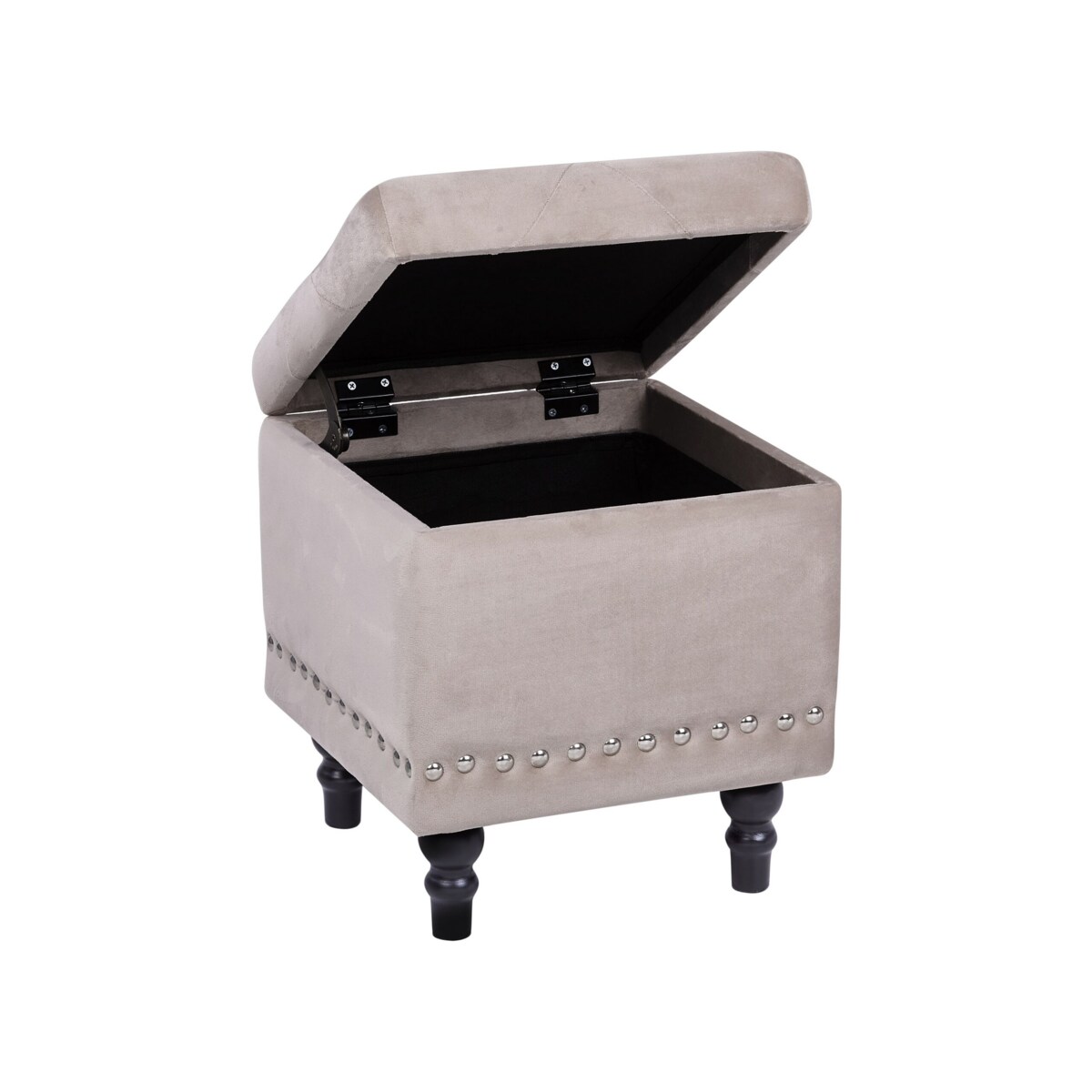 Puf ze schowkiem welurowy 37 x 37 x 40 cm beżowy LORETTO