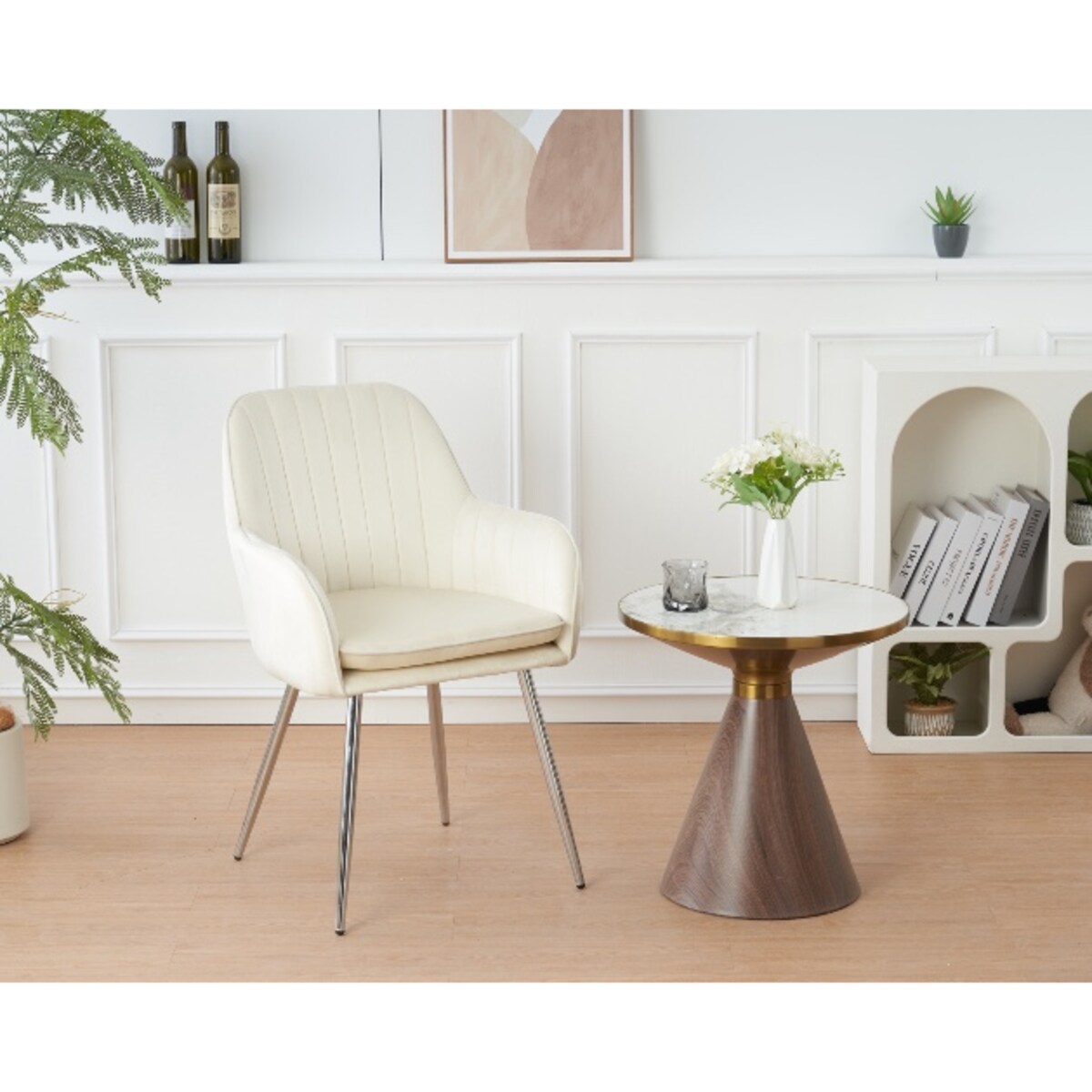 KRZESŁO TAPICEROWANE VELVET WELUR DO SALONU JADALNI KUCHNI BEŻOWE MIA CHROM