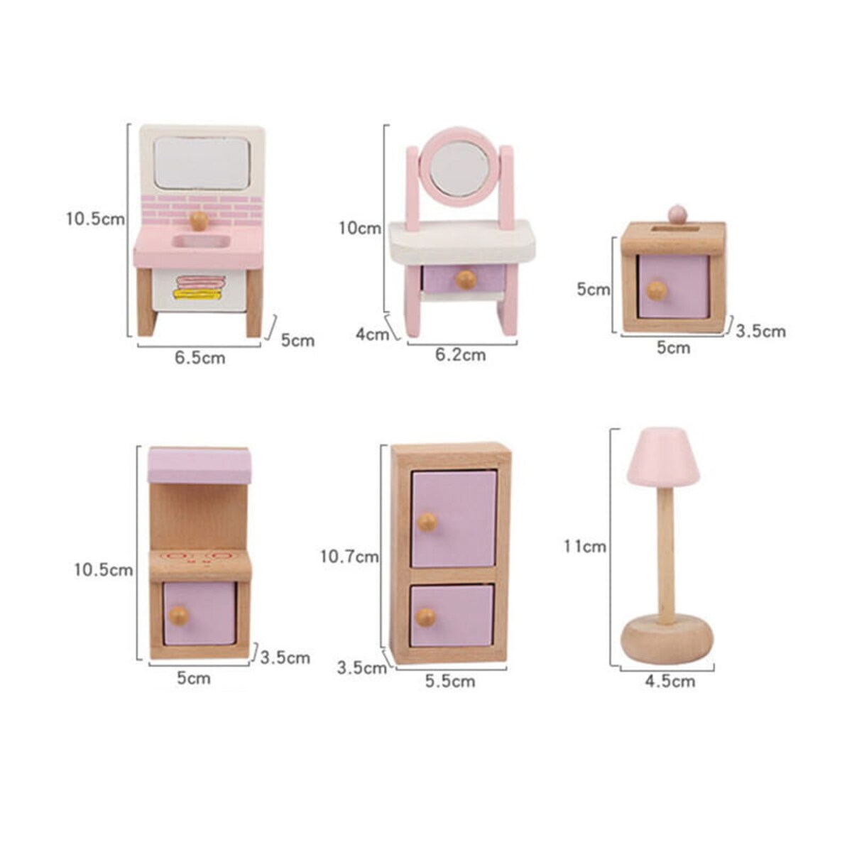 Mebelki drewniane dla lalek - 22 el.