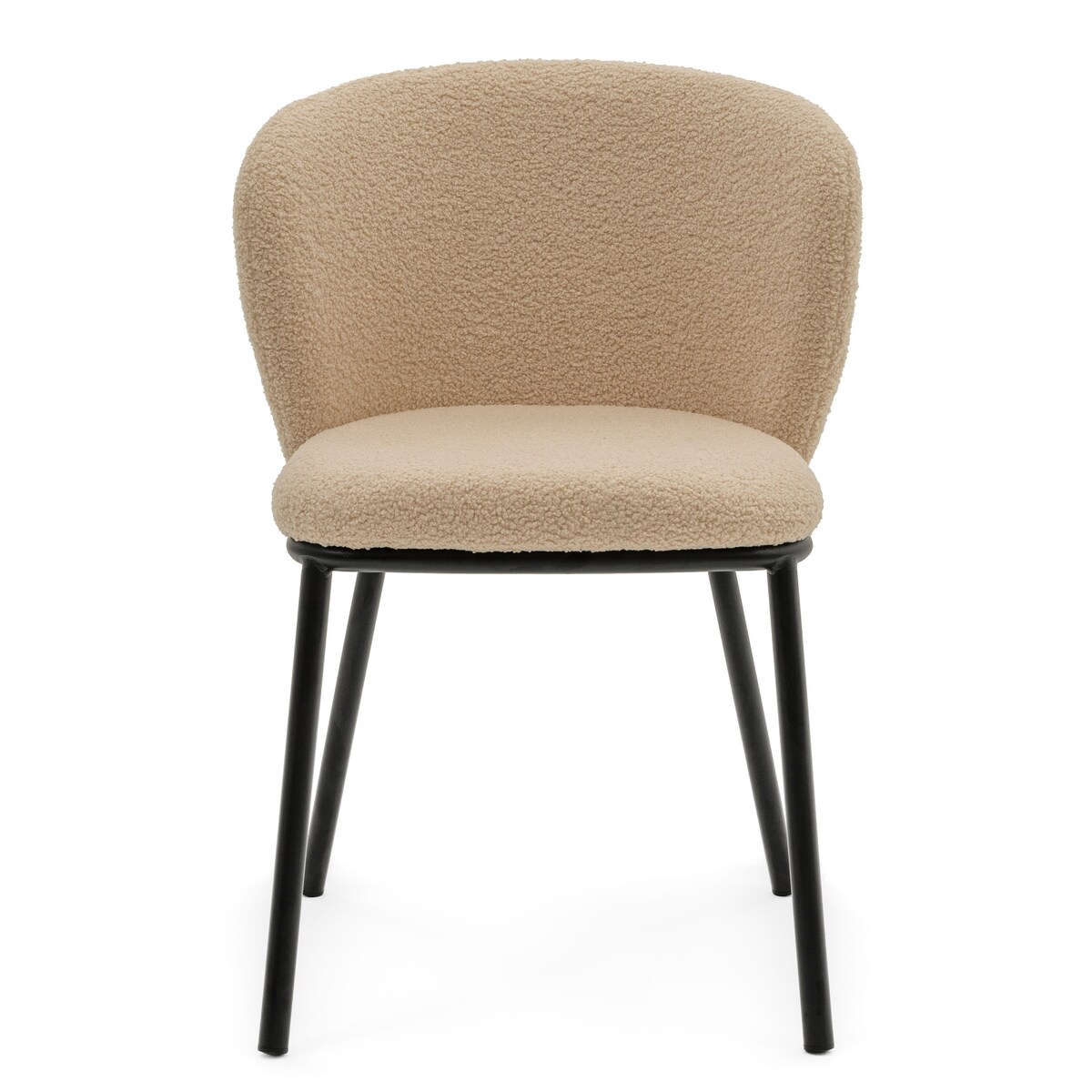 KRZESŁO TAPICEROWANE DO SALONU GLAMOUR TKANINA BOUCLE TEDDY BEŻOWE BARI