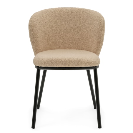KRZESŁO TAPICEROWANE DO SALONU GLAMOUR TKANINA BOUCLE TEDDY BEŻOWE BARI