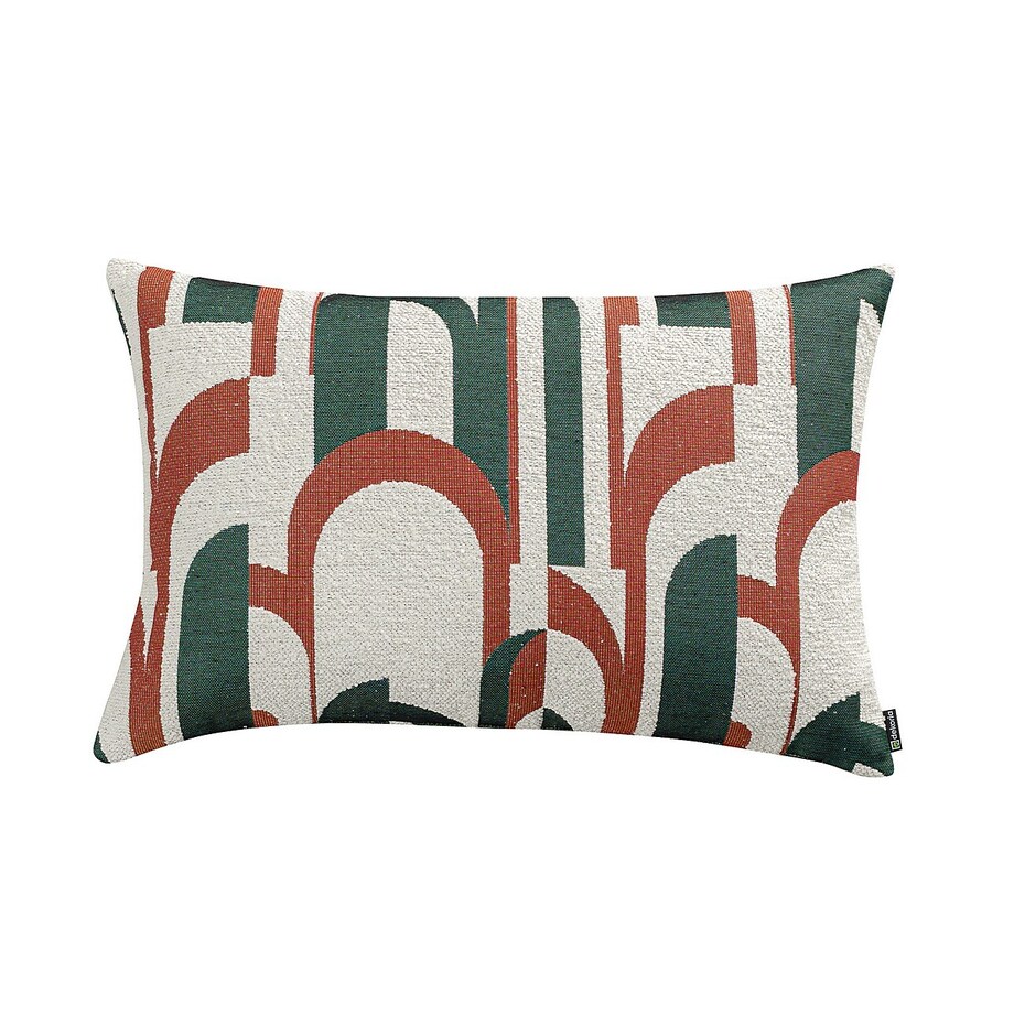 Poszewka Kinga na poduszkę prostokątną 47x28 zielono-czerwony wzory na kremowym tle