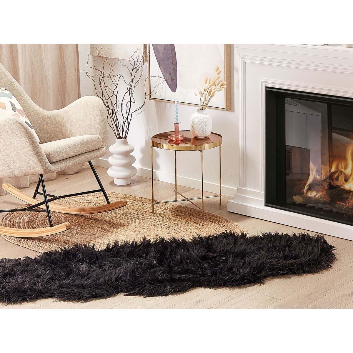 Sztuczna skóra owcza czarna MAMUNGARI