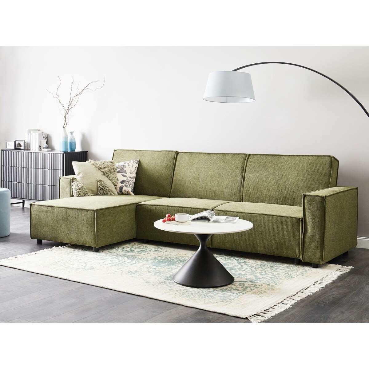 Narożnik prawostronny rozkładany zielony ROMEDAL II