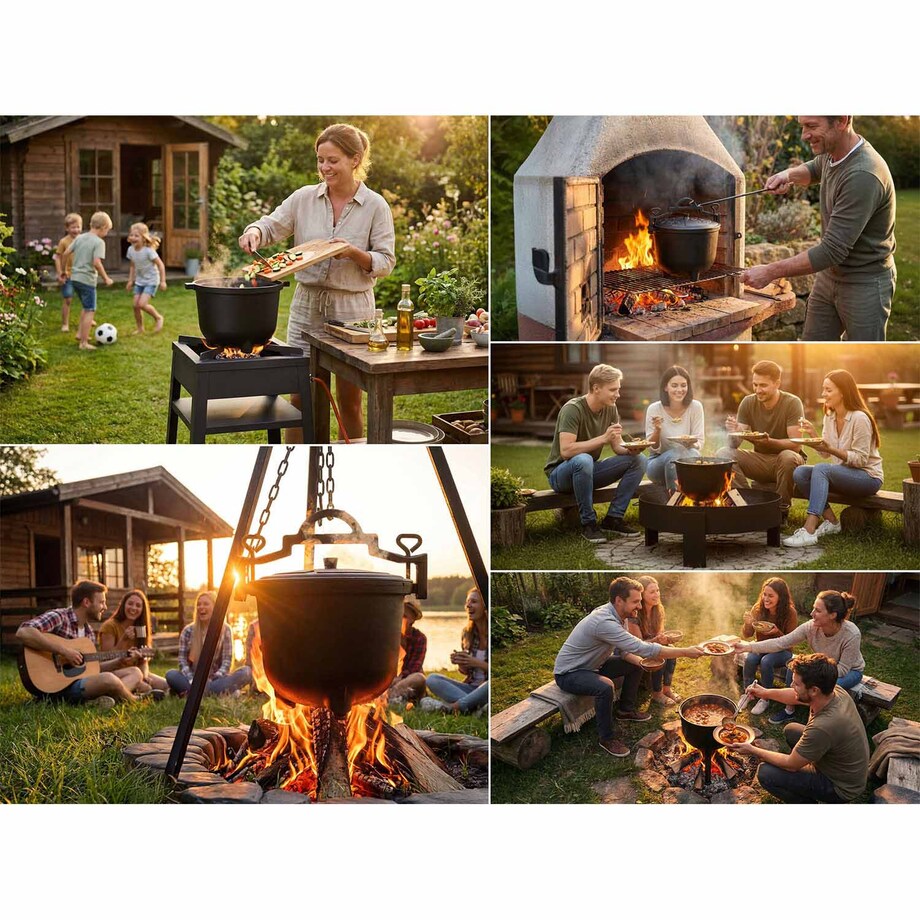 Kociołek żeliwny 11L Berdsen BD-482 garnek myśliwski pieczonki na ognisko grill + przepisy