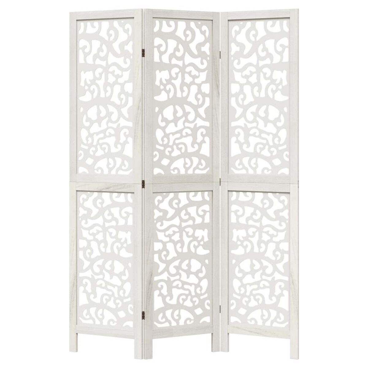 vidaXL Parawan pokojowy, 3-panelowy, biały, lite drewno paulowni