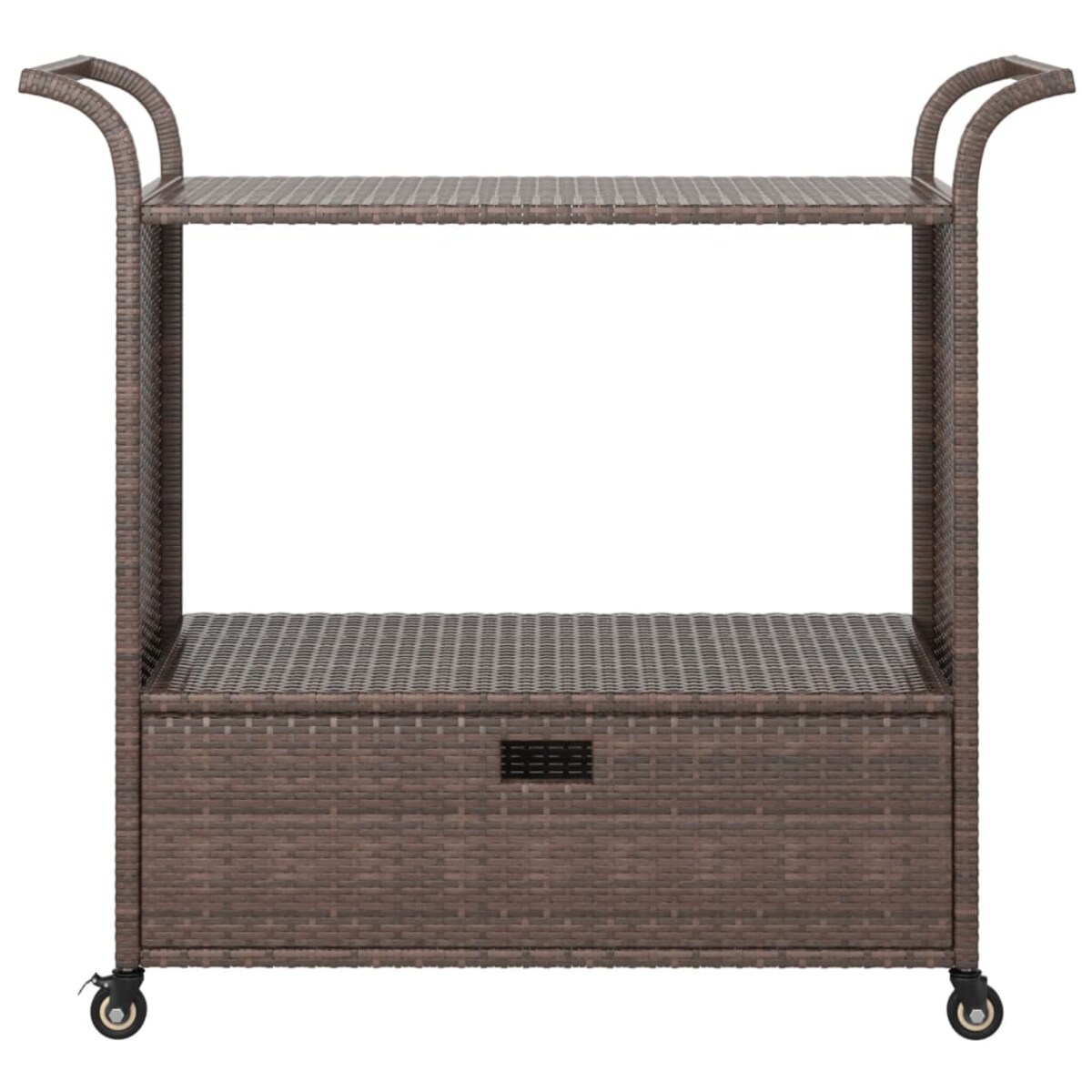 vidaXL Wózek barowy z szufladą, brązowy, 100x45x97 cm, polirattan