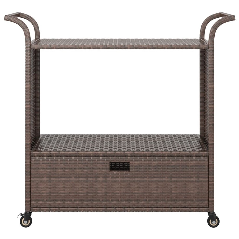 vidaXL Wózek barowy z szufladą, brązowy, 100x45x97 cm, polirattan