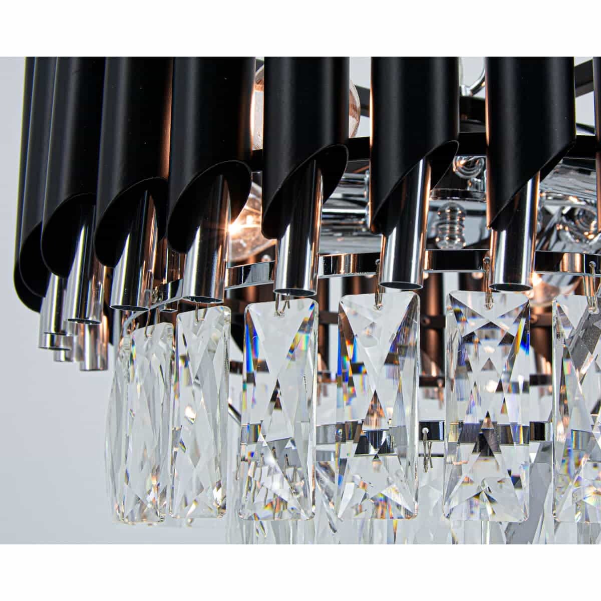 Kryształowa lampa wisząca Toledo 6260/4 8C BL glamour czarna chrom