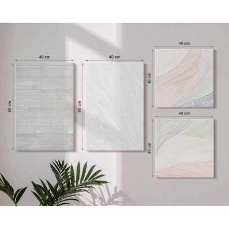 Zestaw 4 obrazów na płótnie - Jasne struktury wzory piasek w stylu industrialnym - szary