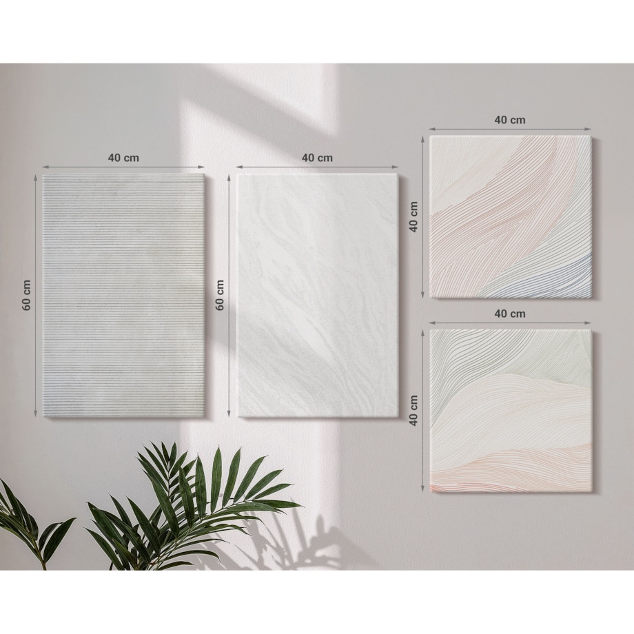 Zestaw 4 obrazów na płótnie - Jasne struktury wzory piasek w stylu industrialnym - szary