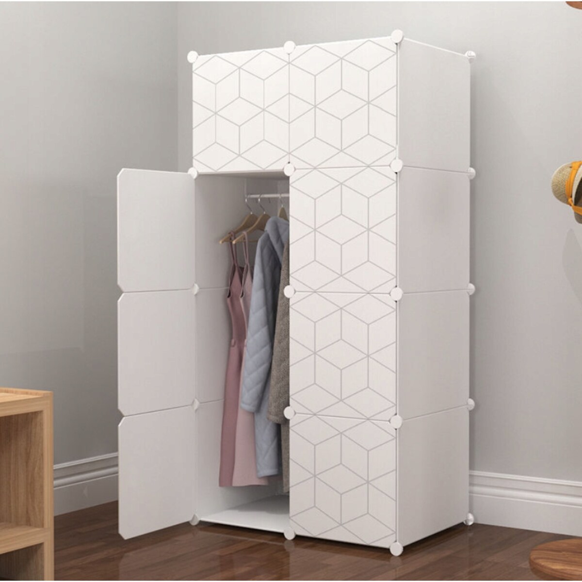 Szafa Modułowa Ubraniowa Geometric Garderoba Organizer Biała Duża Pojemna