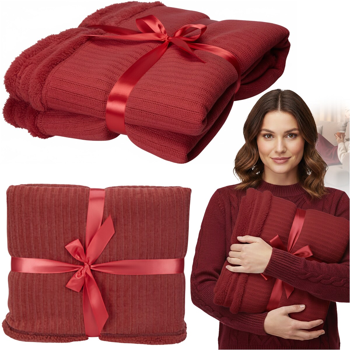 Koc Świąteczny Dekoracyjny Narzuta Na Łóżko 150X125 Cm Ozdoba Ciepły