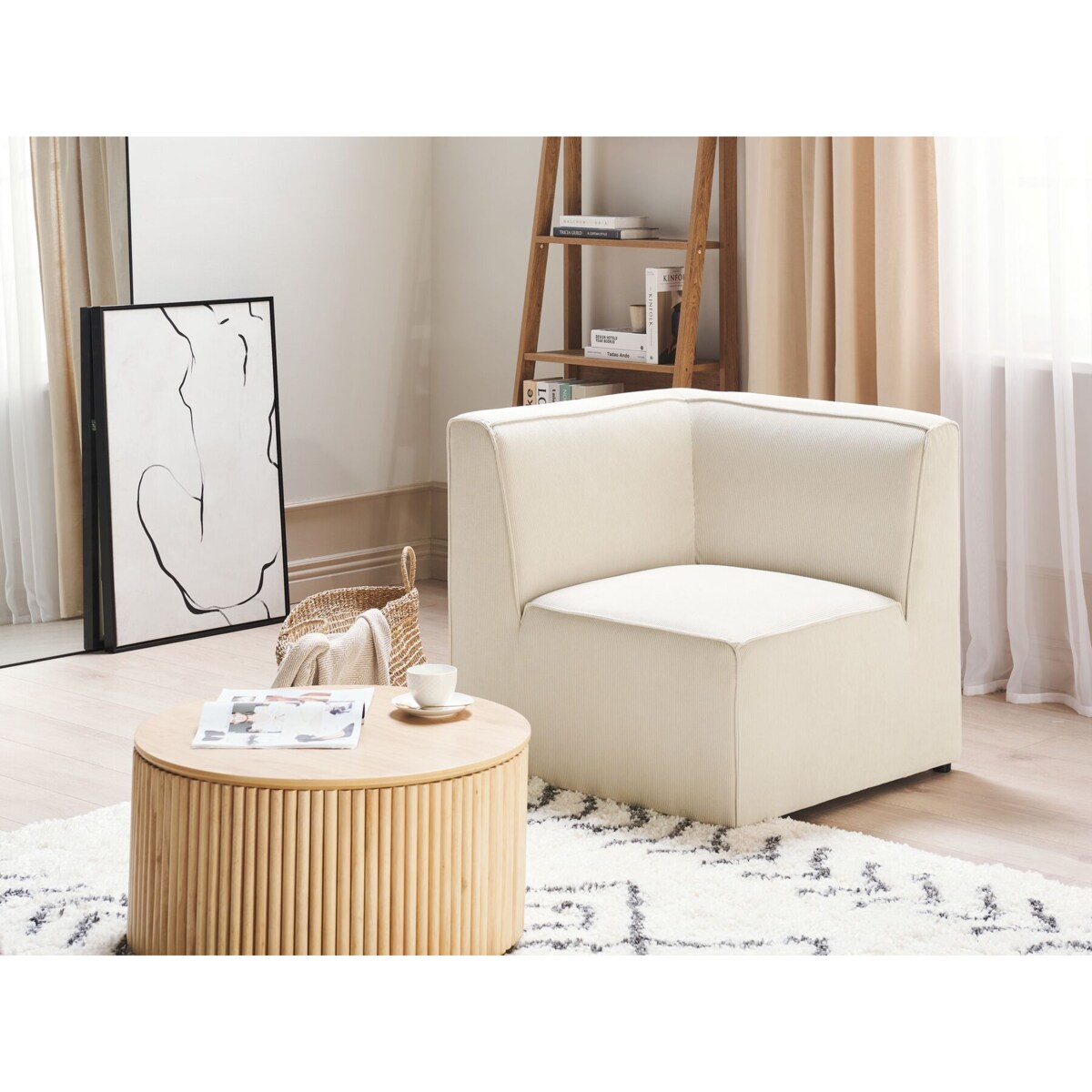 Moduł narożny sztruksowy beżowy LEMVIG