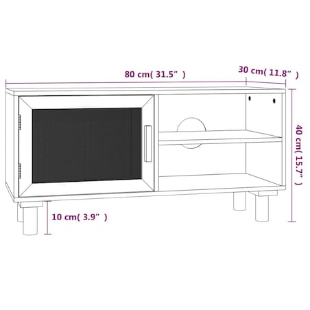 vidaXL Stolik pod TV, brązowy, 80x30x40 cm, drewno sosnowe i rattan
