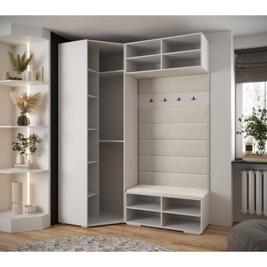 Garderoba do przedpokoju INOVA 4 Z21 biały+czarny+manila02