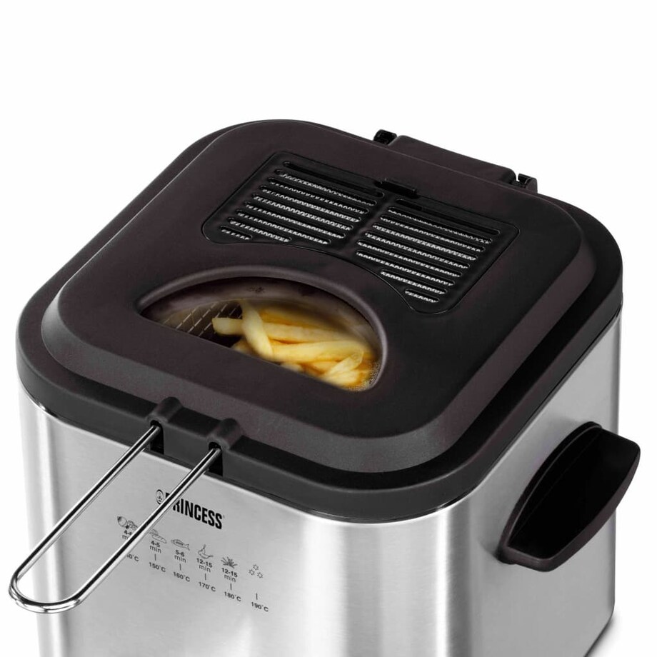 Princess Mini frytkownica z fondue, 840 W, 1,2 L, srebrna, 182611